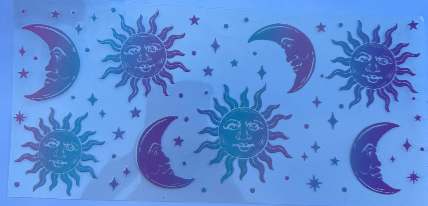 Cup wraps uvdtf moons and suns teal
