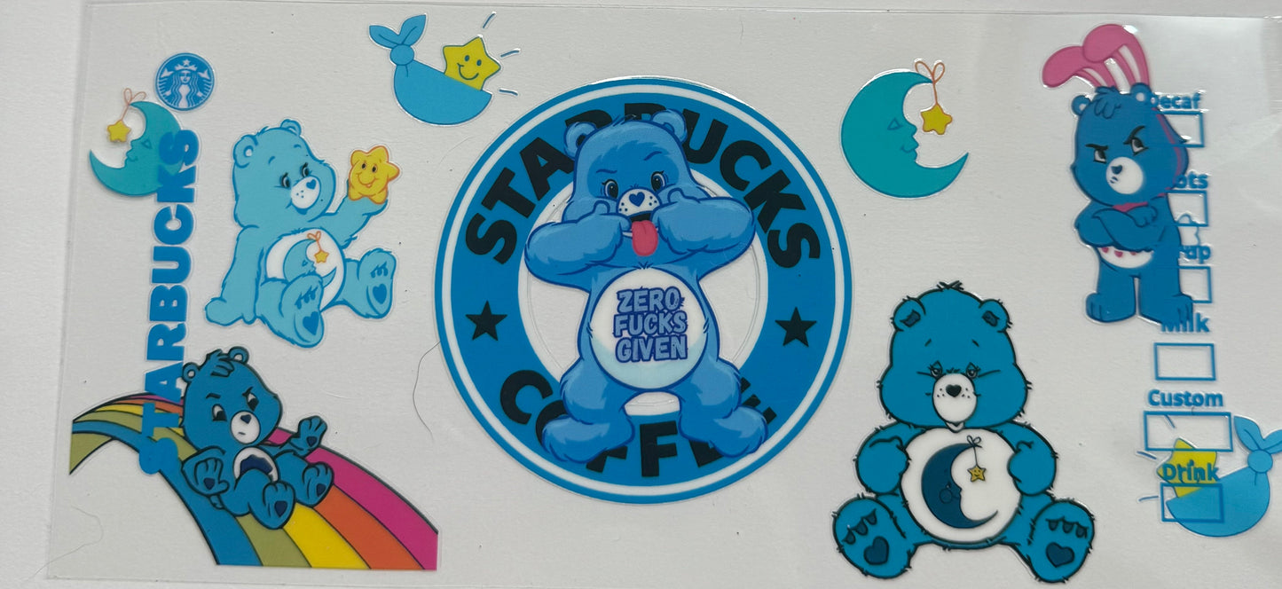 Cup wraps uvdtf blue swear bear zero fucks Starbucks style co