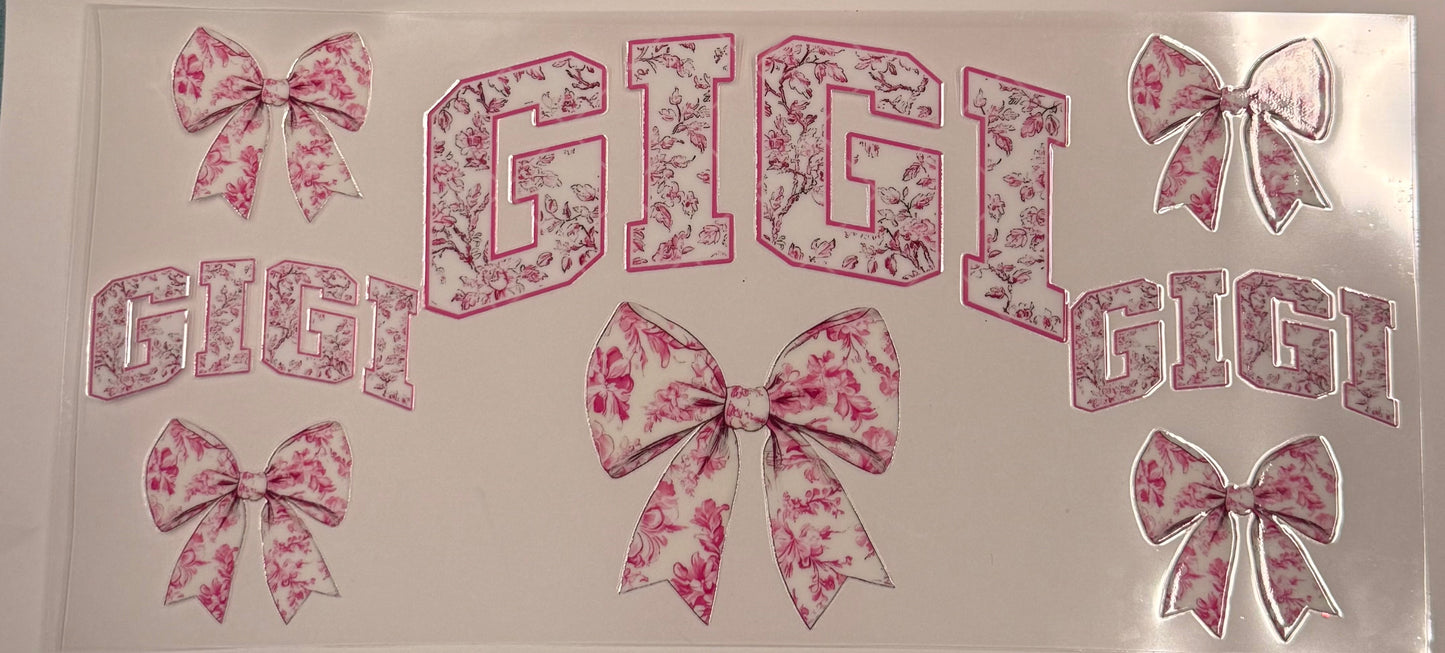 Cup wraps uvdtf Gigi with pink floral and bow