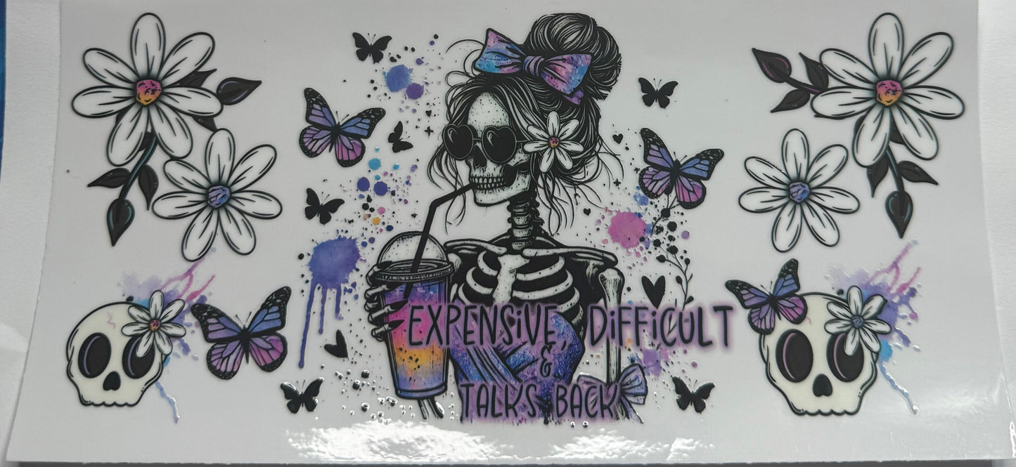 Cup wraps uvdtf skull expensive difficult and talks back floral and butterfly’s