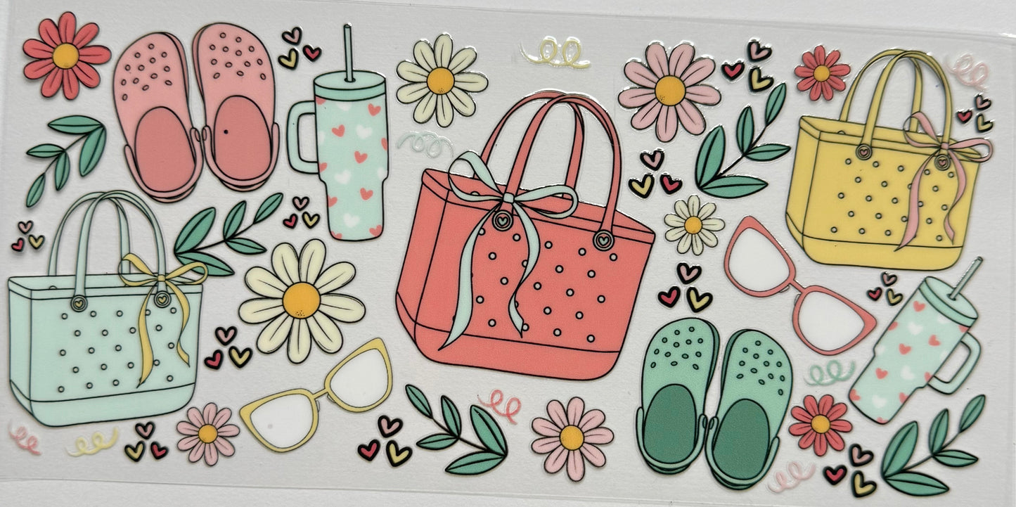 Cup wraps uvdtf girly girl stuff bogg bag crocs tumblers floral