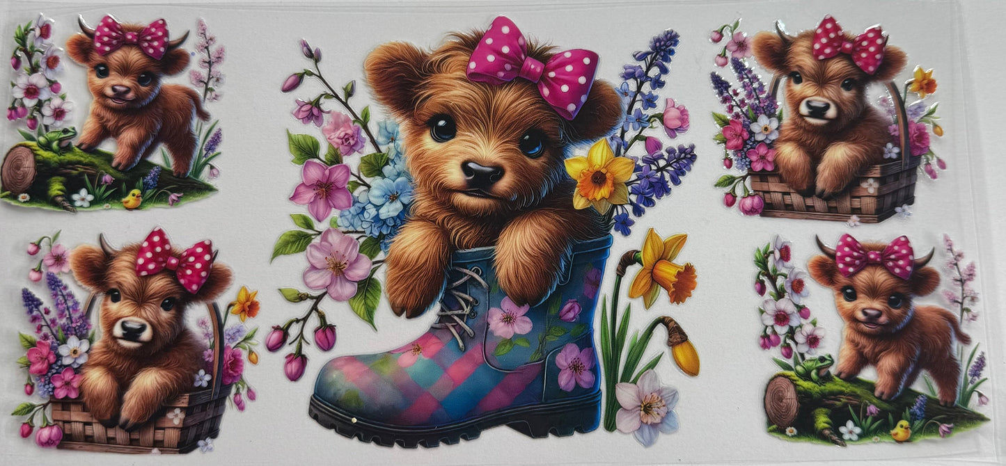Cup wraps uvdtf highland cow boot