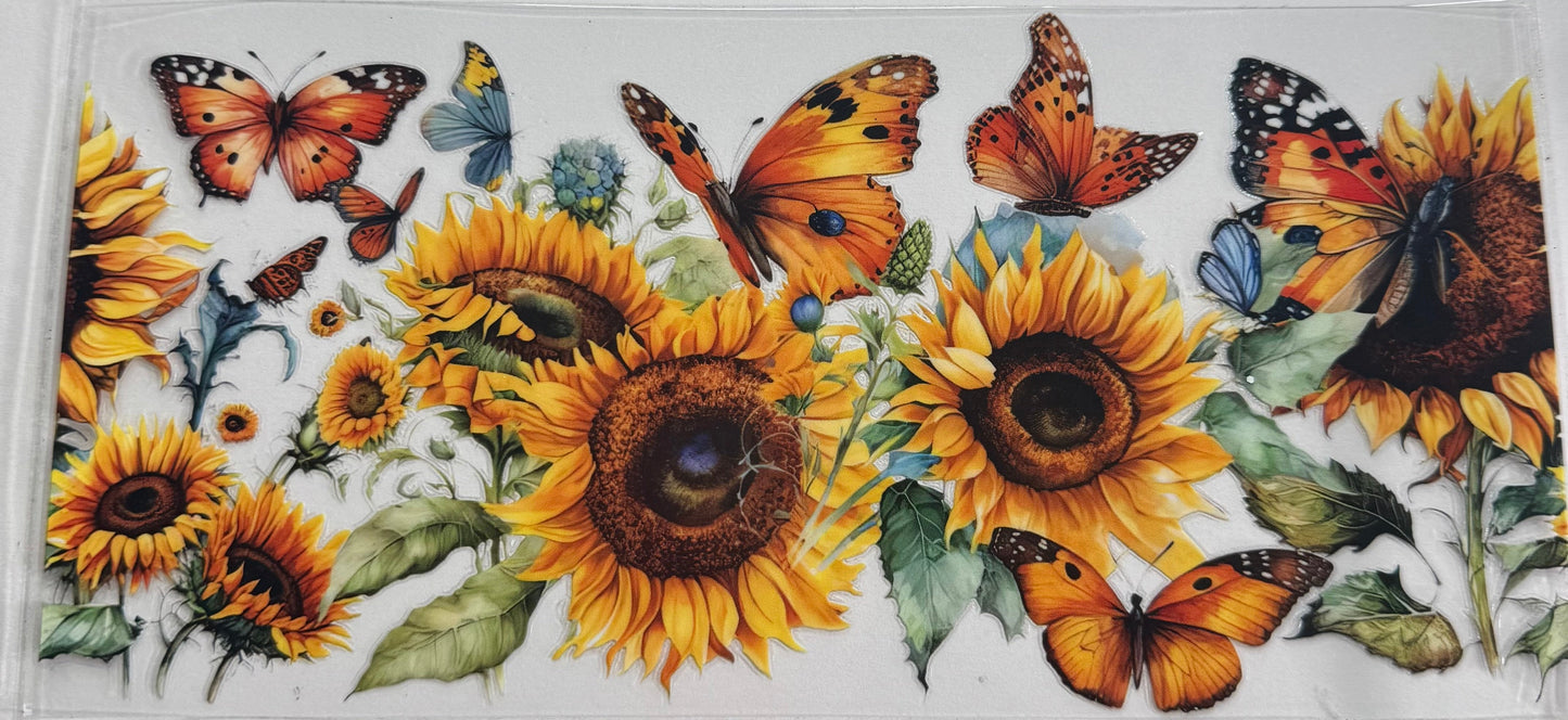 uvdtf transfer wrap Sunflower orange butterfly
