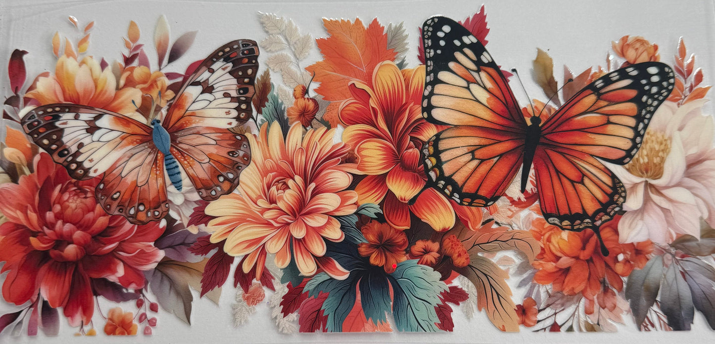 uvdtf transfer wrap Flower orange butterfly