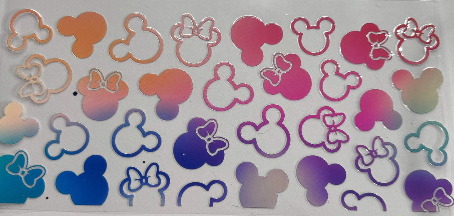 uvdtf transfer wrap Rainbow Mickey heads