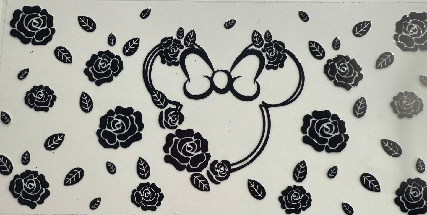 uvdtf transfer wrap Minnie black floral