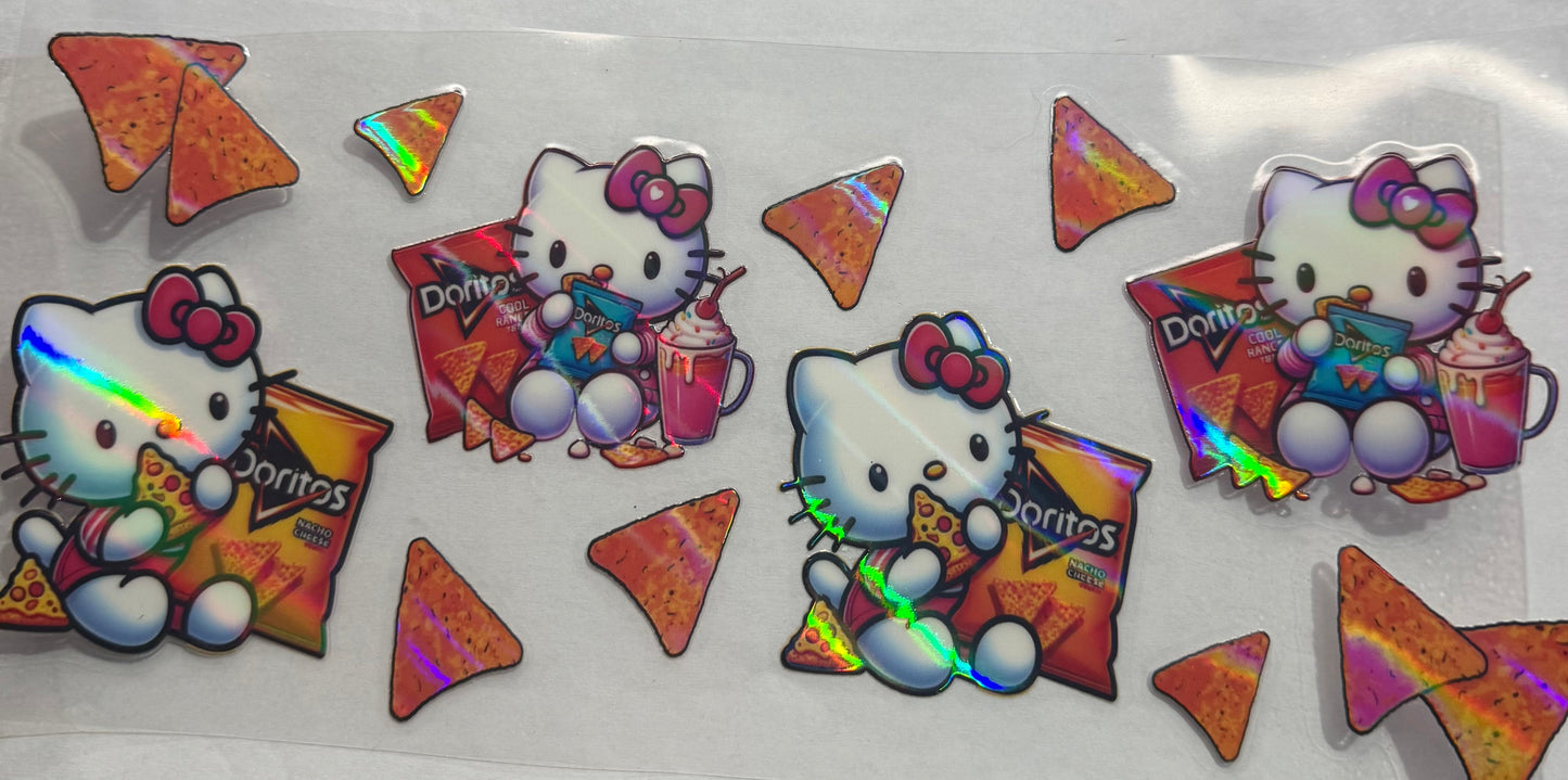 uvdtf transfer wrap Holo Doritos hello kitty