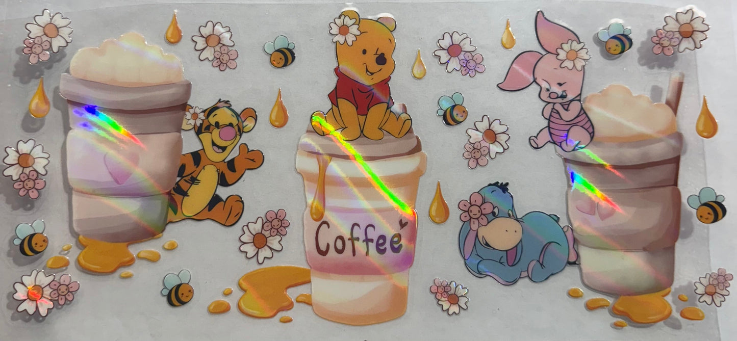 uvdtf transfer wrap Holo coffee Winnie the Pooh