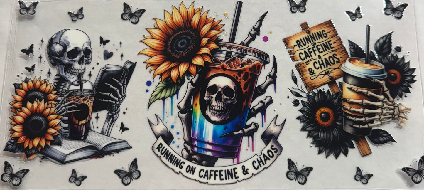 uvdtf transfer wrap Skull coffee sunflowers
