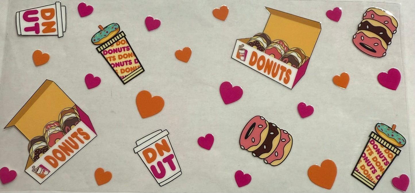 uvdtf transfer wrap Dunkin’ Donuts with hearts