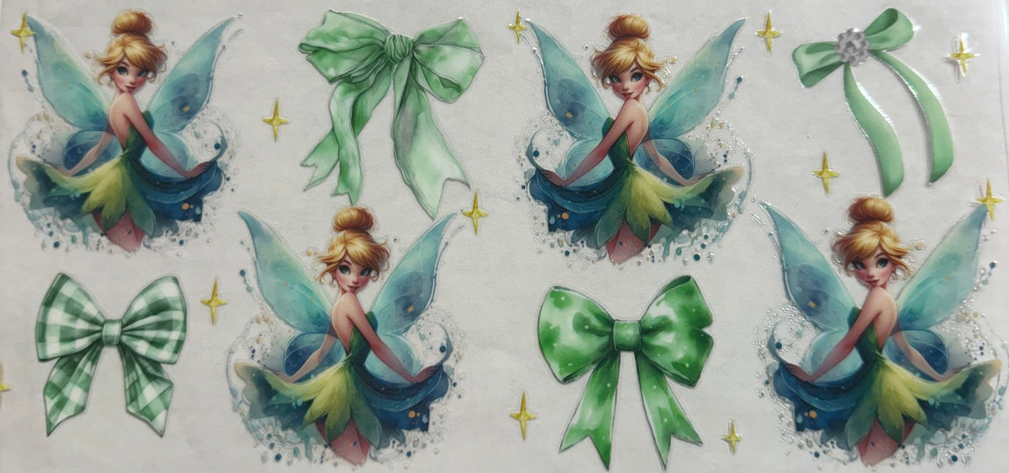 uvdtf transfer wrap Tinkerbell and bows