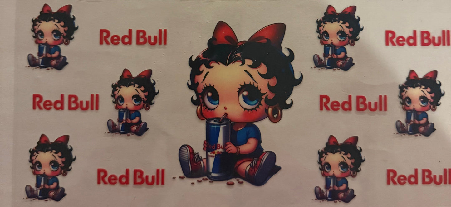 Cup wraps uvdtf Betty boop with Red Bull drinks