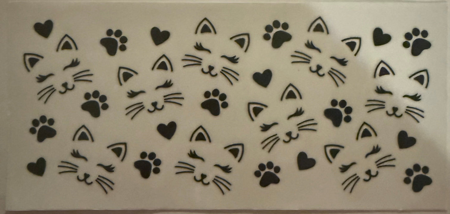 Cup wraps uvdtf cat faces with paw print
