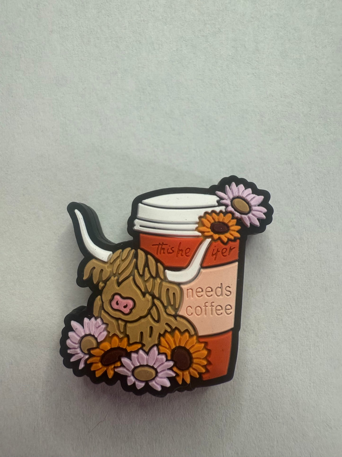 Focal 2d highland cow this heiffer needs coffee