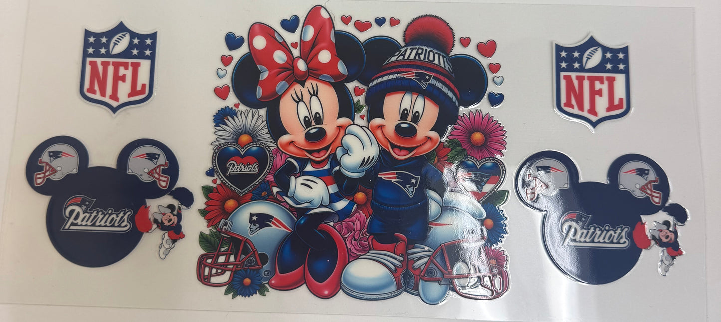 Cup wraps uvdtf Mickey and Minnie patriots football