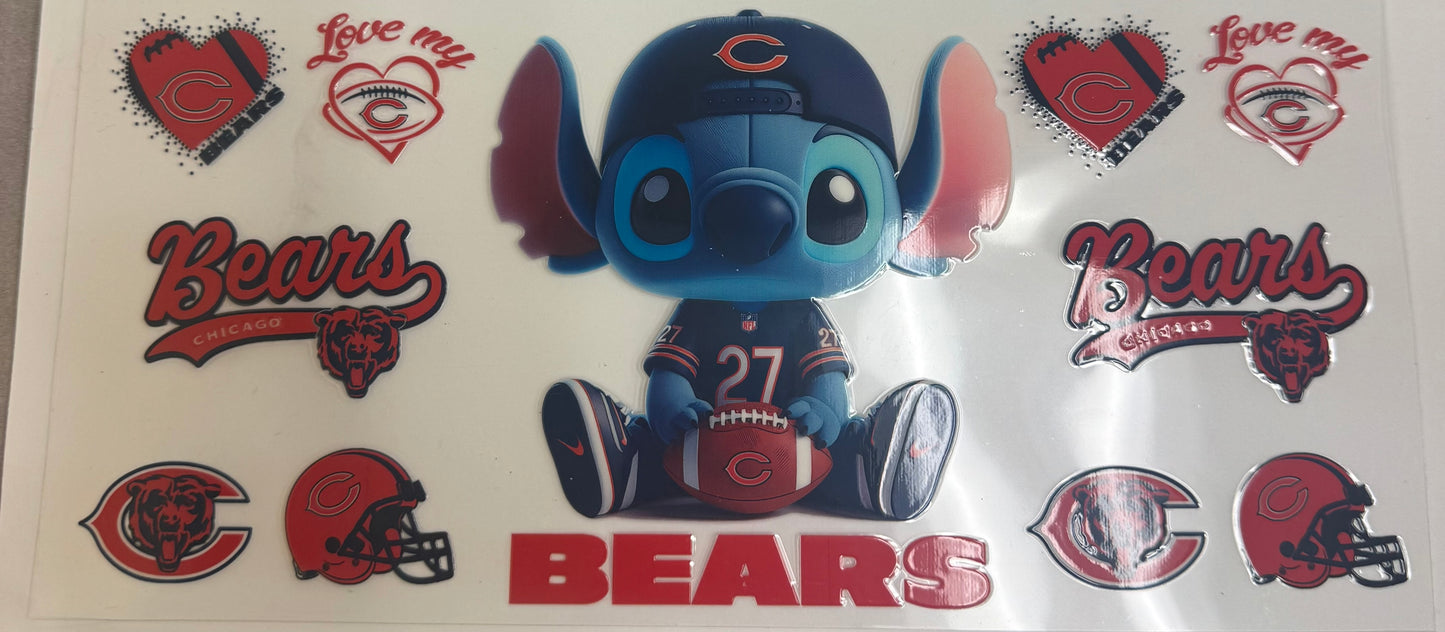 Cup wraps uvdtf Stitch Chicago bears football