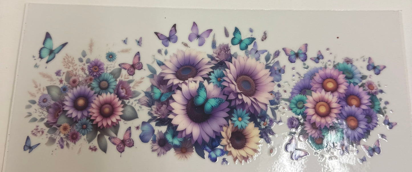 Cup wraps uvdtf Purple sunflowers and butterfly’s