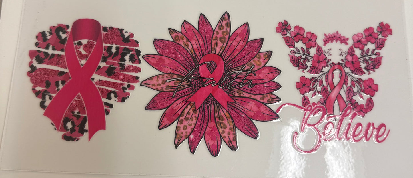 Cup wraps uvdtf Breast cancer awareness with sunflower faith