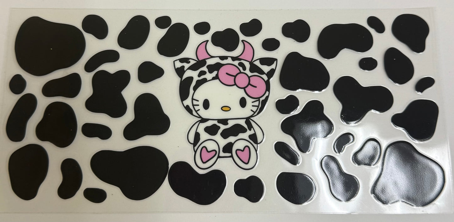 Cup wraps uvdtf Hello kitty cow print