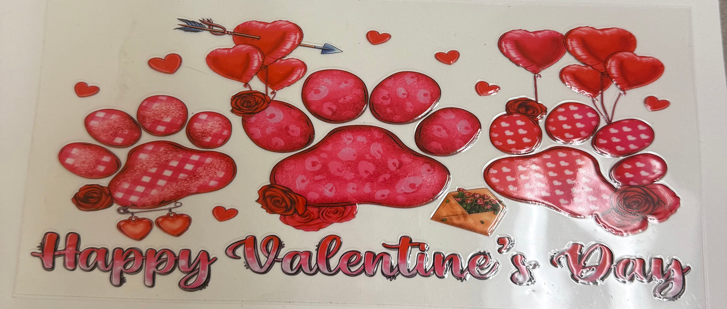Cup wraps uvdtf Happy Valentine’s Day paw prints dog