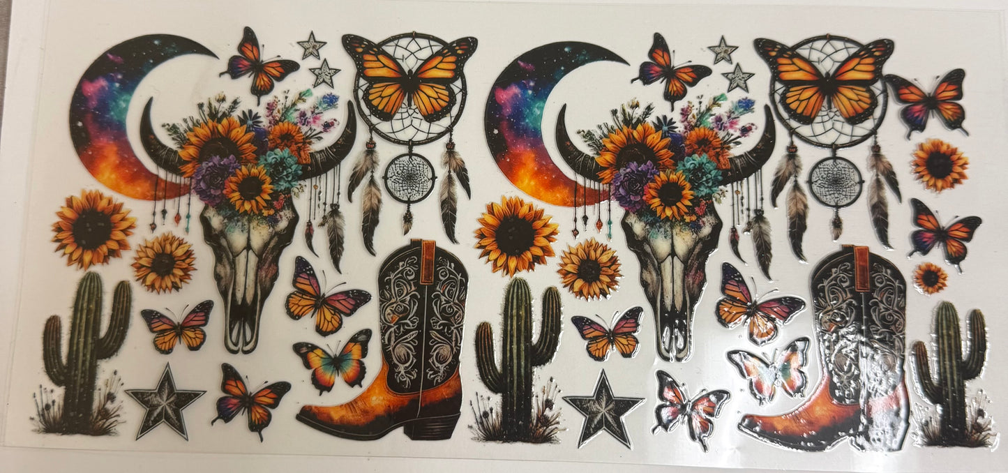 Cup wraps uvdtf Western moon butterfly’s steer head