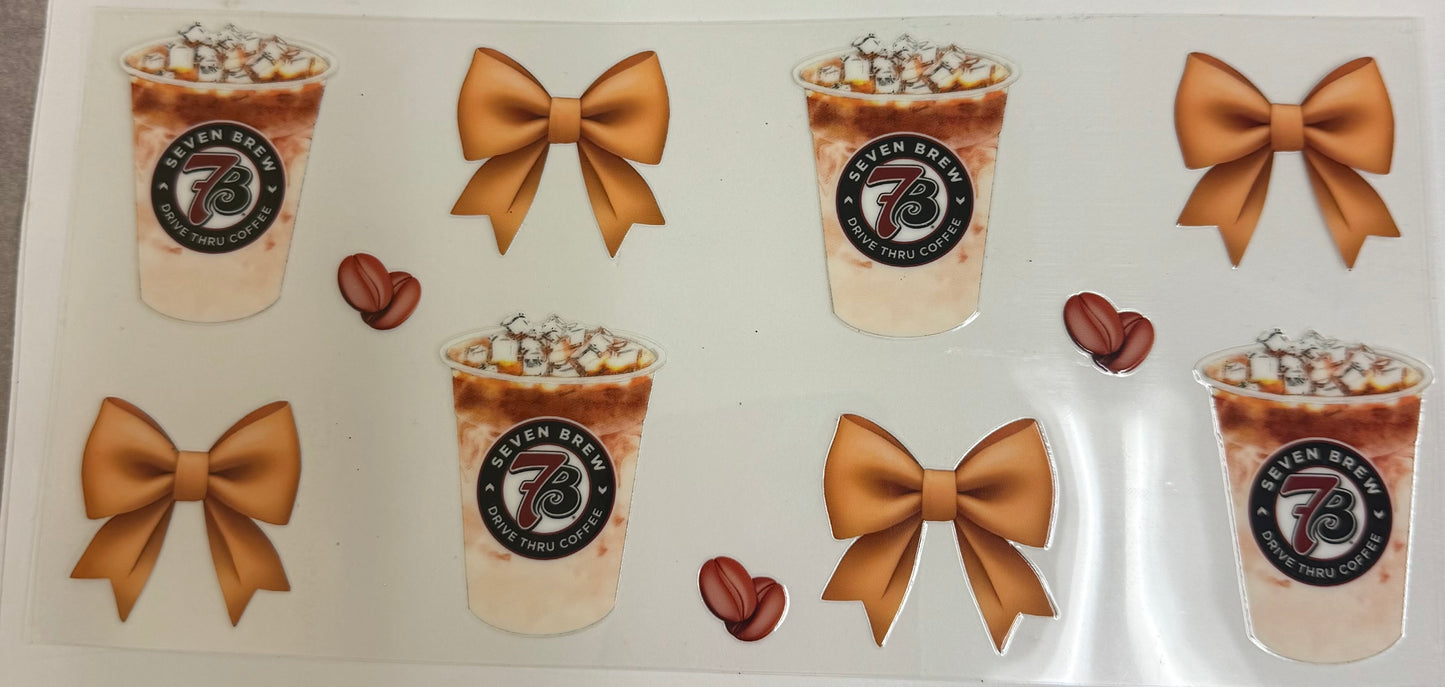 Cup wraps uvdtf seven brew coffee with bows