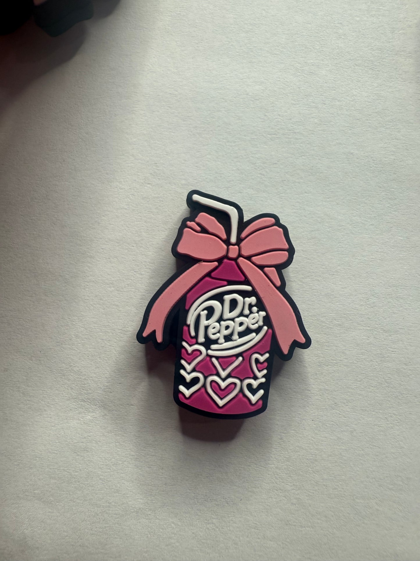 Focal 2d Dr Pepper with pink bow and hearts