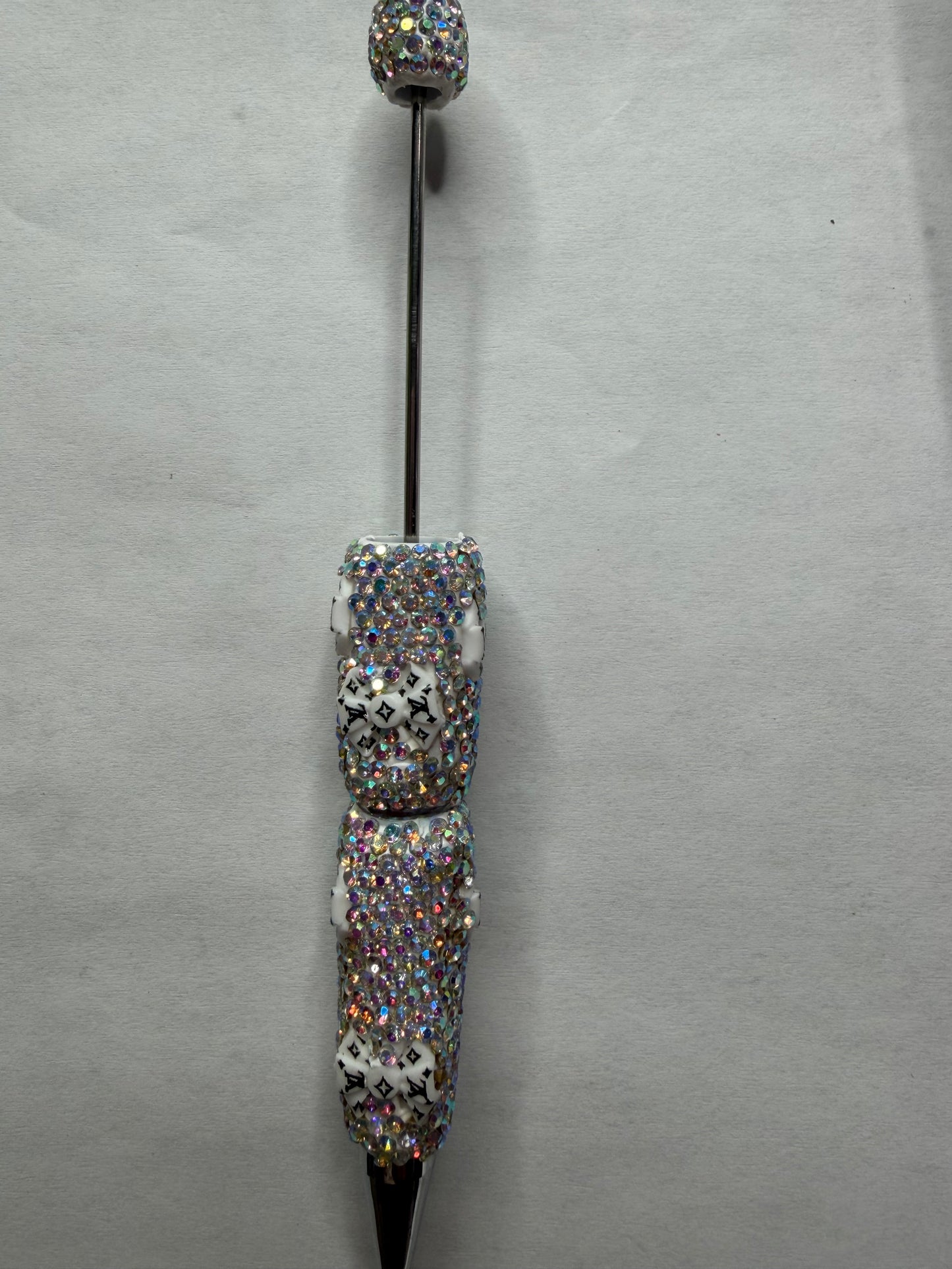 Beadable pens just the pen Lv rhinestone white bow