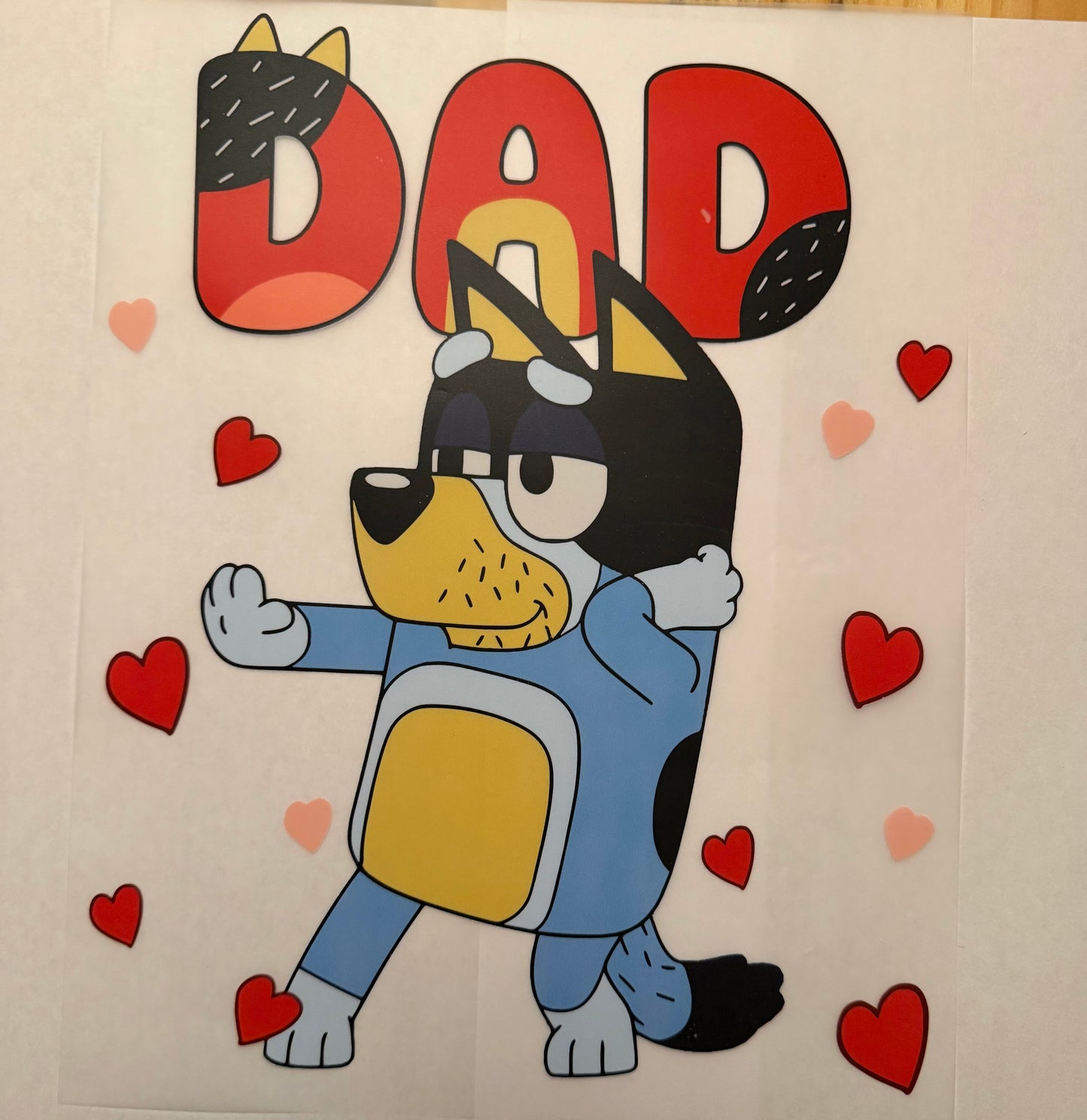 Custom dtf prints bluey dad