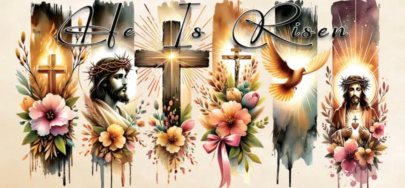 Cup wraps uvdtf He is risen faith