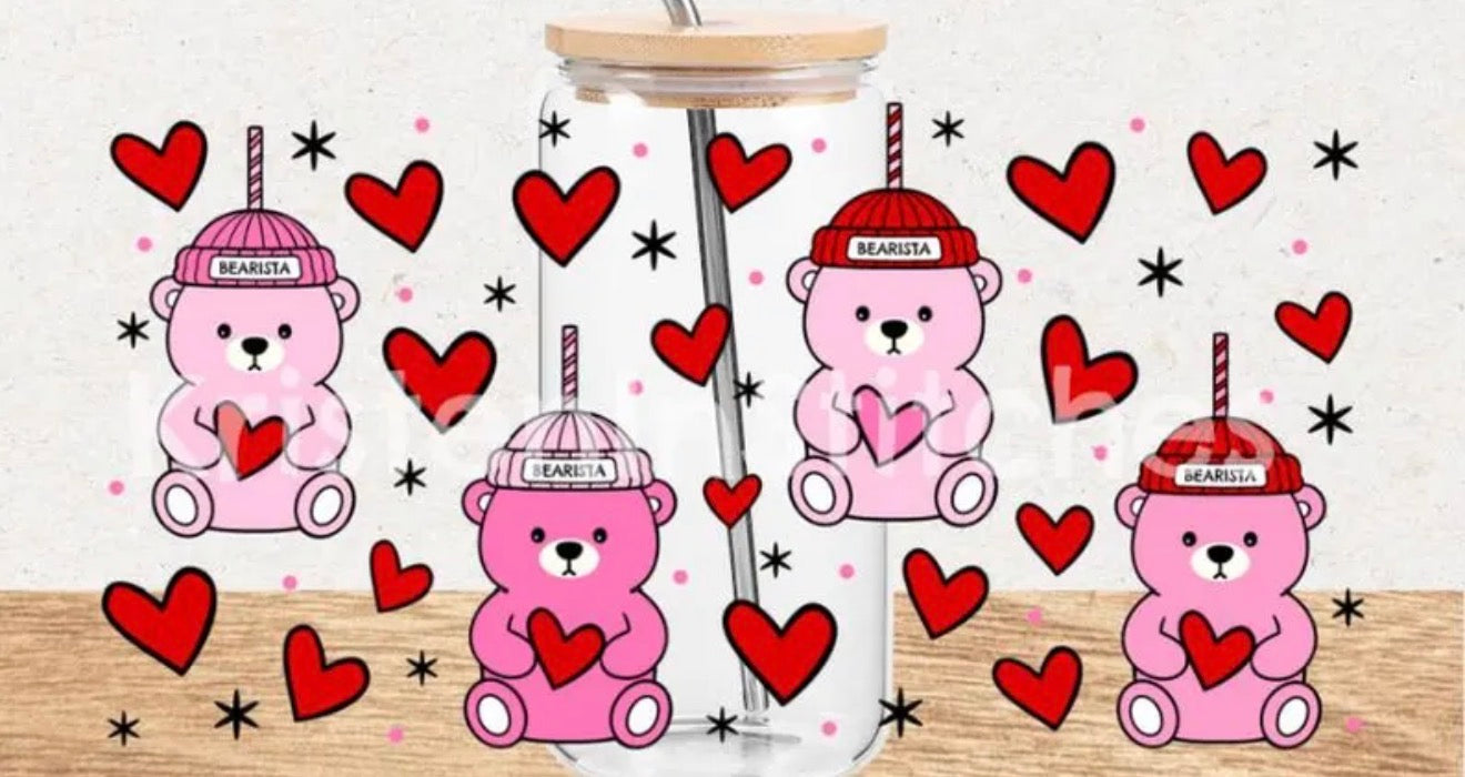 Cup wraps uvdtf pink Starbucks bear cups with hearts
