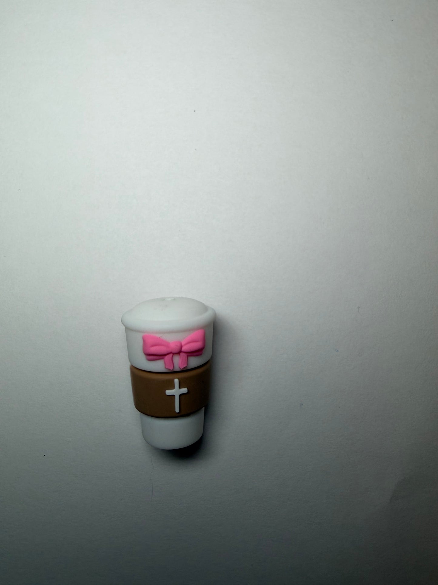 Focal 3d coffee cup faith cross with pink bow