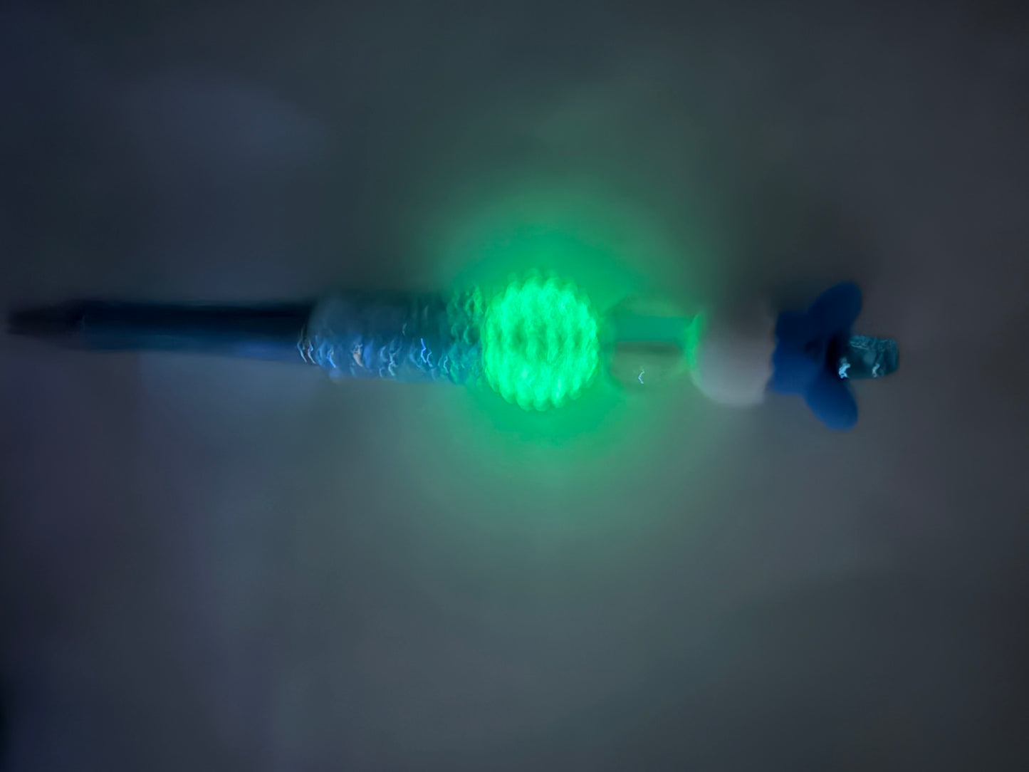 Premade Ready to ship blue glow in dark Easter peeps pen
