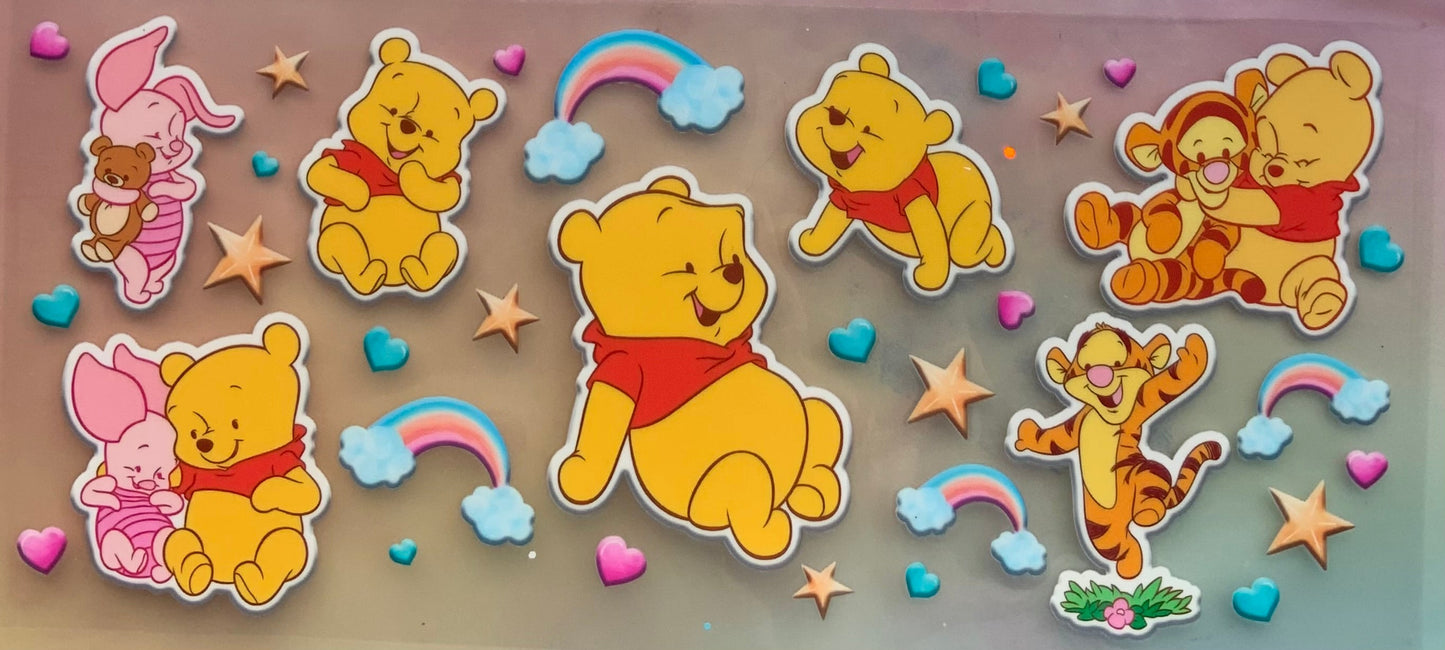 uvdtf transfer wrap Winnie the Pooh with rainbows