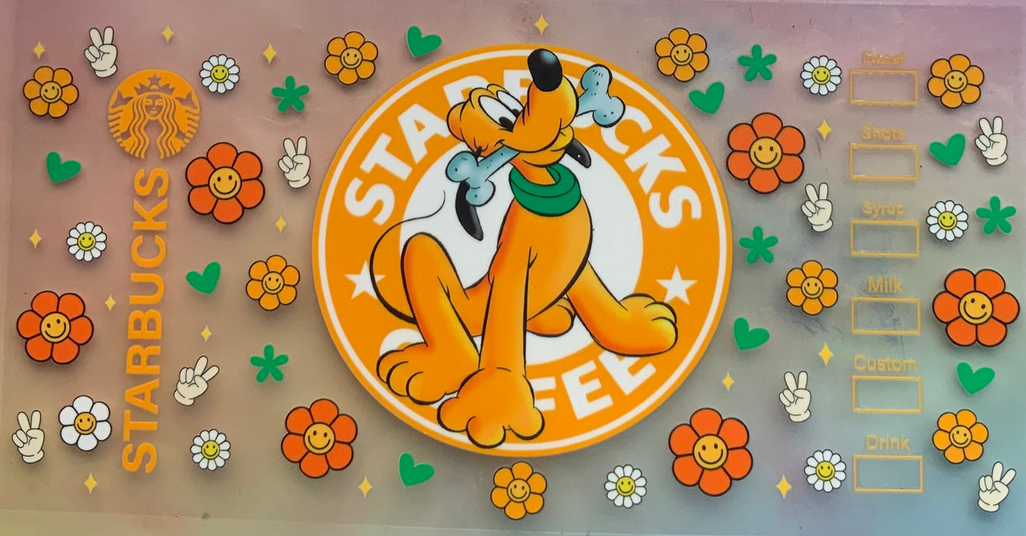 uvdtf transfer wrap Starbucks dog