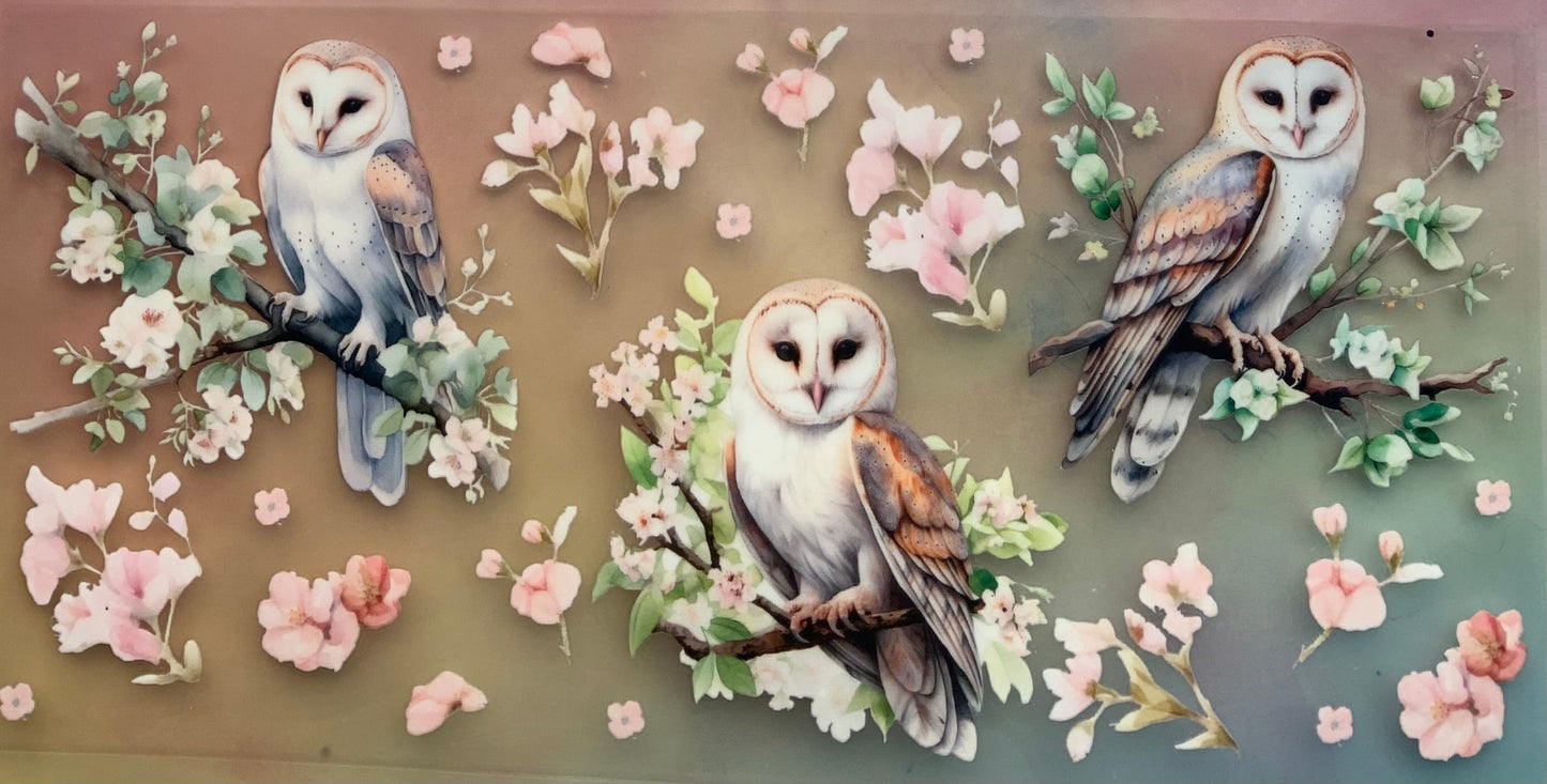 uvdtf transfer wrap owls floral