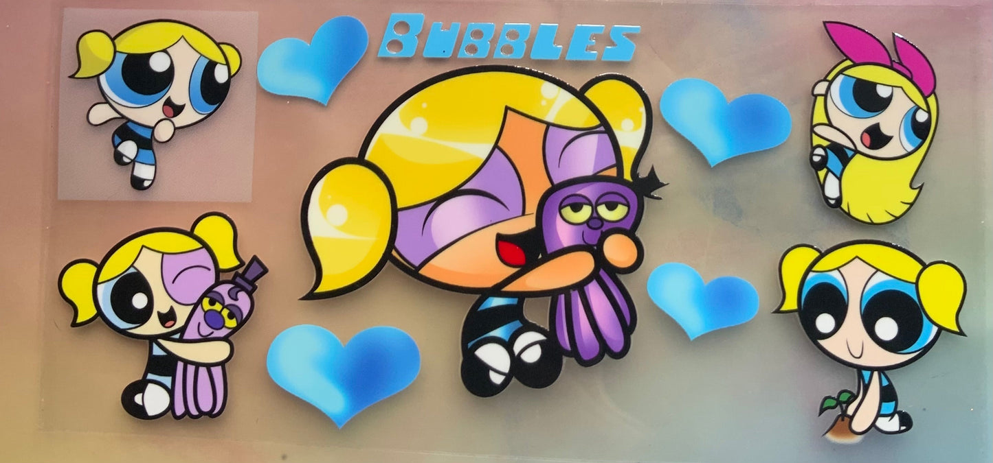 uvdtf transfer wrap power puff bubbles