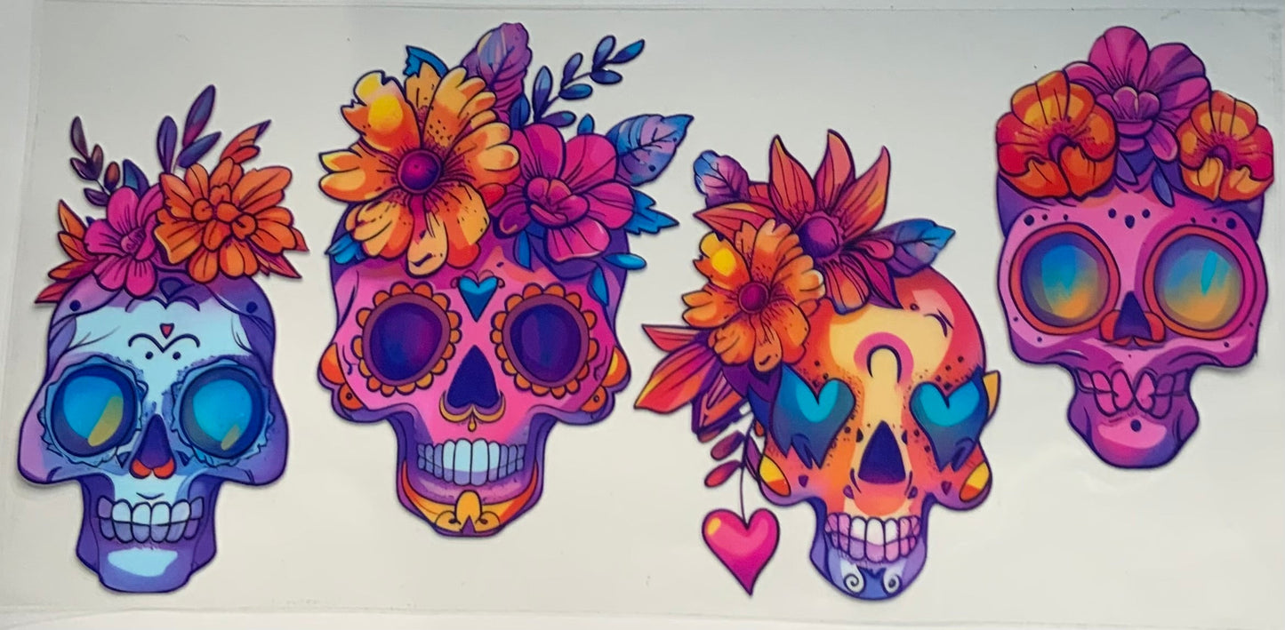 uvdtf transfer wrap skulls with floral