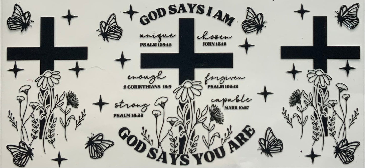uvdtf transfer wrap faith black god says I am