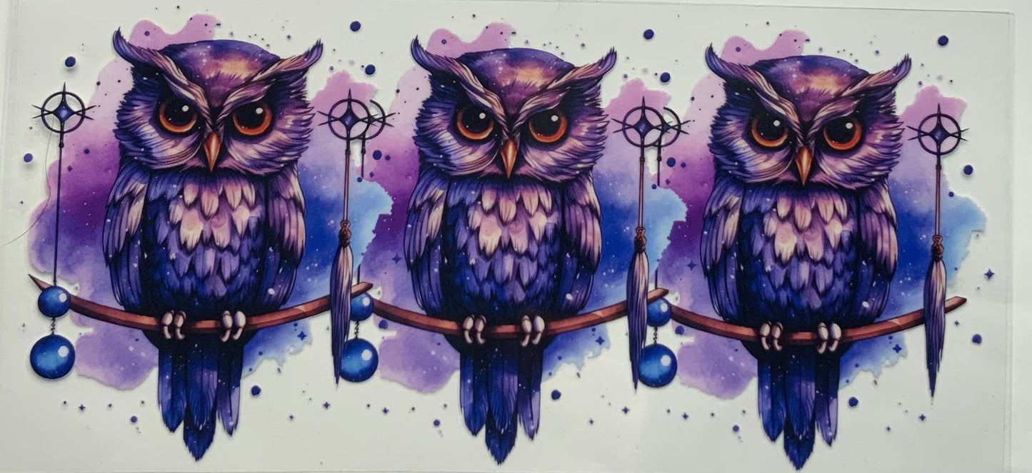 uvdtf transfer wrap purple blue owl