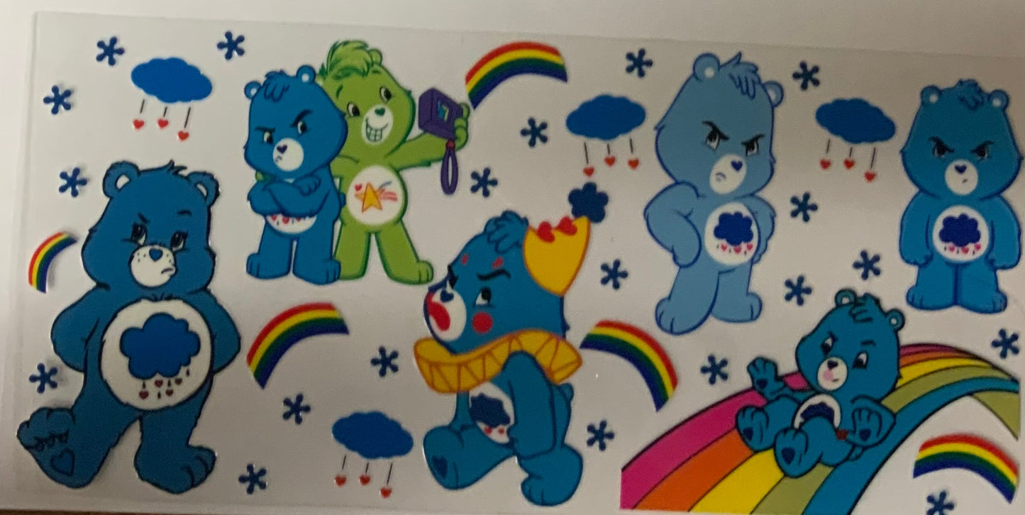 uvdtf transfer wrap blue green carebears