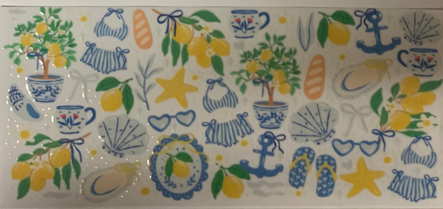 uvdtf transfer wrap summer blue lemons