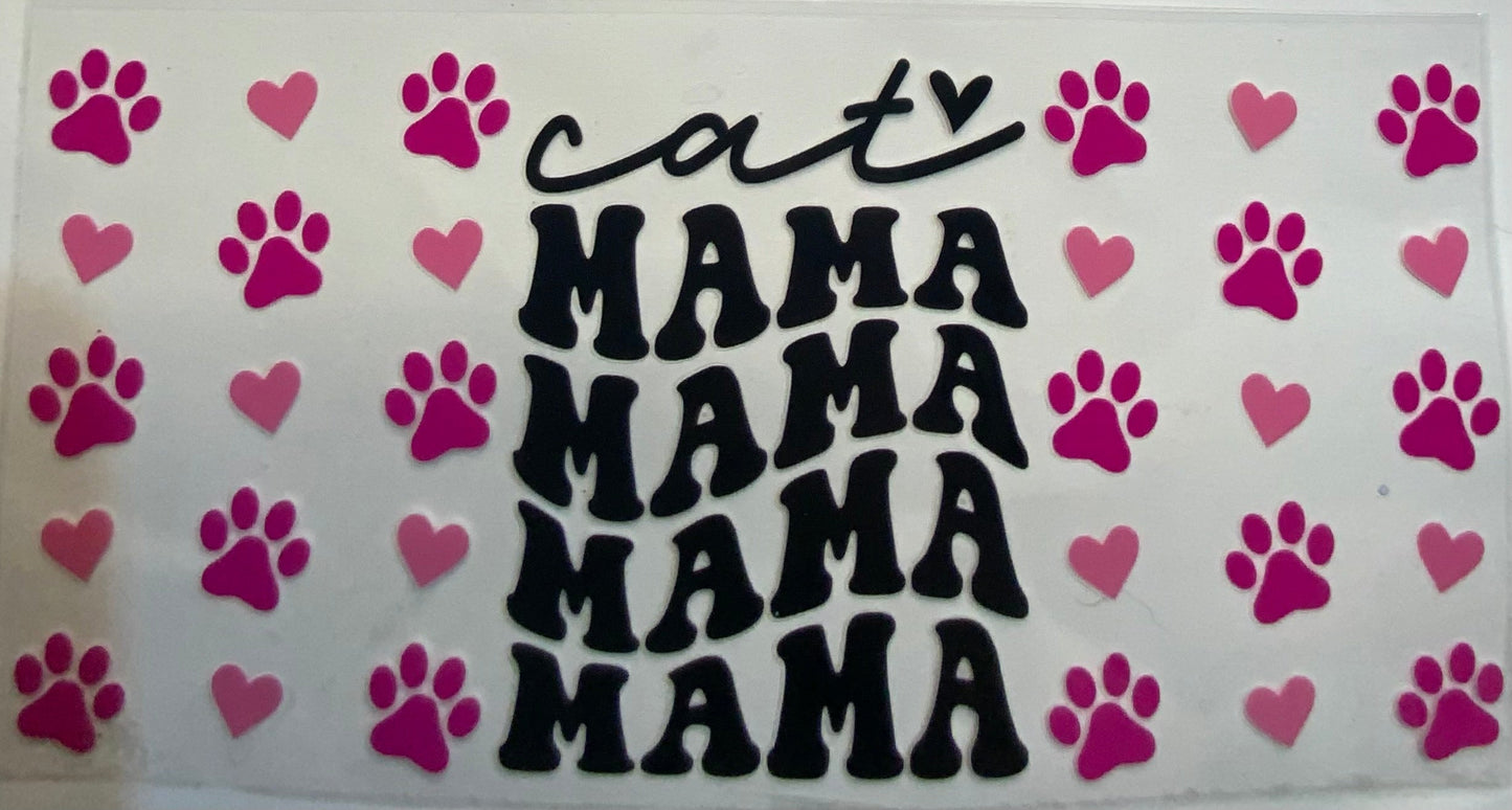 uvdtf transfer wrap cat mama with paws and hearts