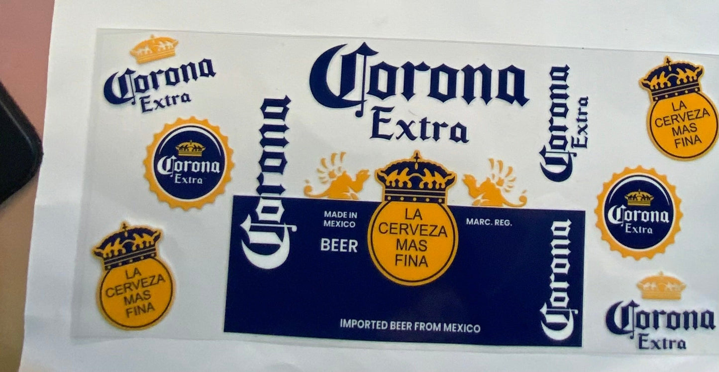 uvdtf transfer wrap corona extra beer drink