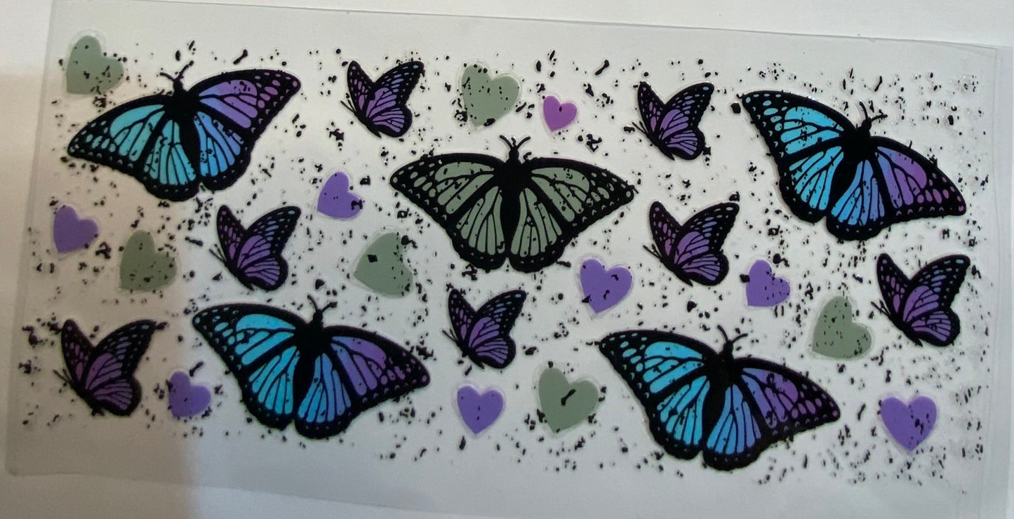 uvdtf transfer wrap blue green butterfly’s
