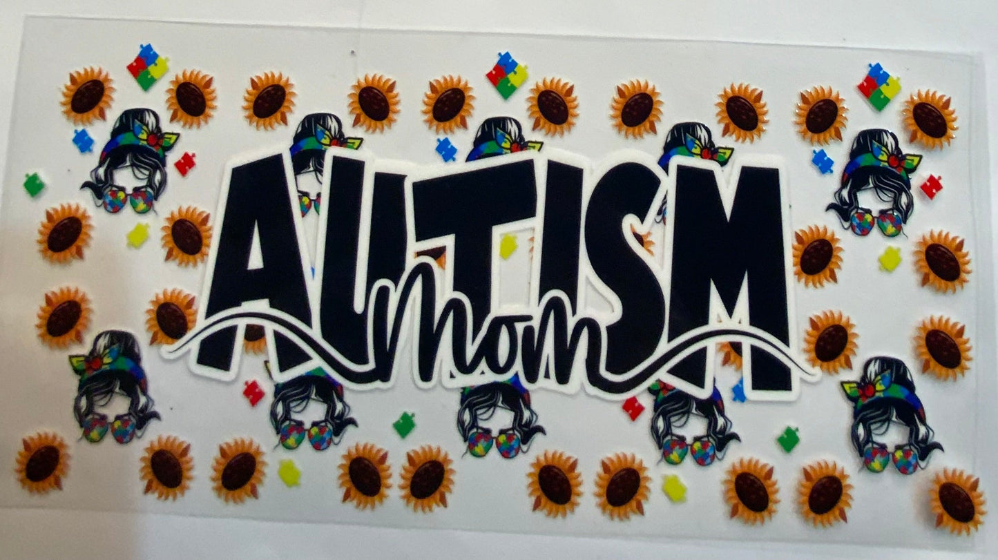 uvdtf transfer wrap autism mom with sunflowers