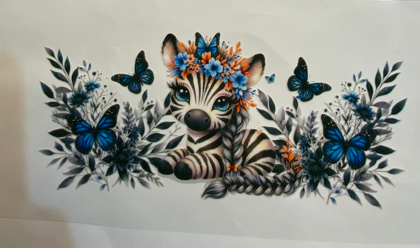 uvdtf transfer wrap a zebra with butterfly’s