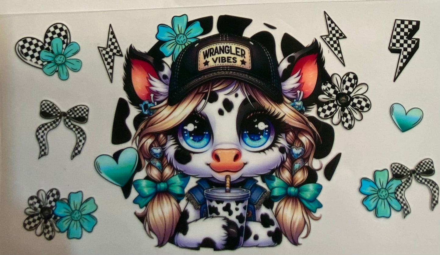 uvdtf transfer wrap highland cow checkered big eyes