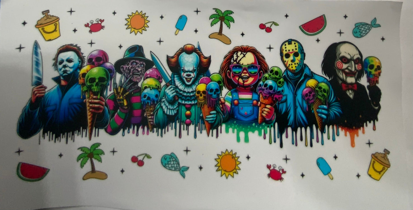 Cup wraps uvdtf Summer theme Halloween scary guys