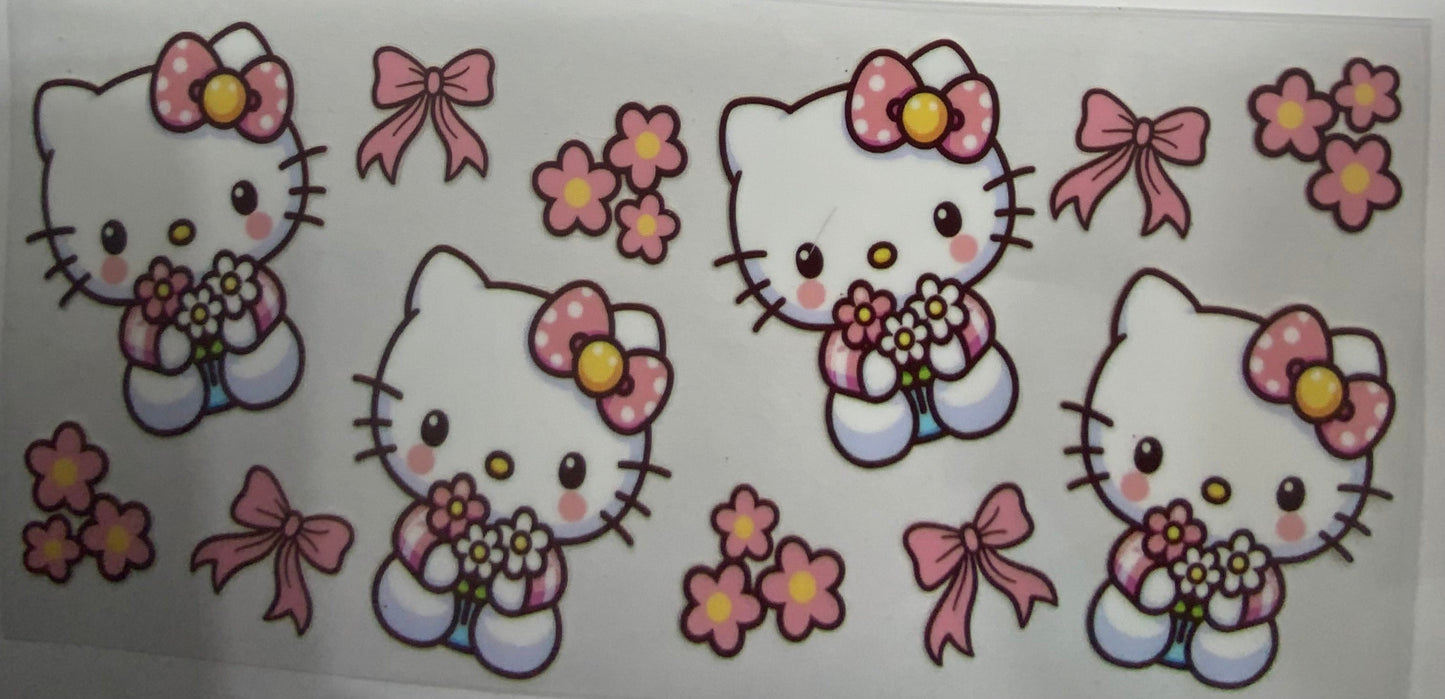 Cup wraps uvdtf Hello kitty pink floral bows